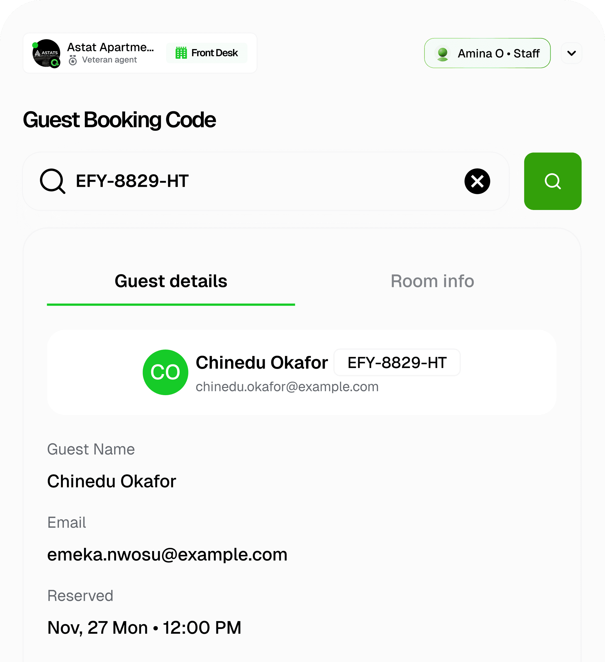 Free Web Tool For Checking In Guest At Front Desk